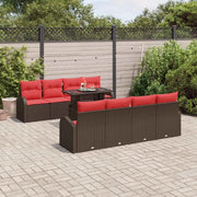 Set Divano da Giardino 9 pcs Marrone Rattan in Polipropilene 3357347