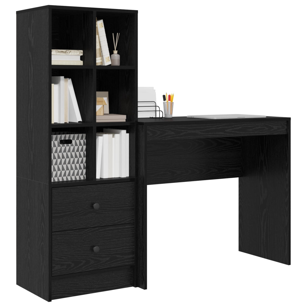 Scrivania con Storage Rovere Nero Legno Ingegnerizzato