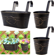 Vasi da fiori appesi in metallo - 3 pezzi - Grandi vasi da appendere per esterni - Decorazione per balcone e giardino