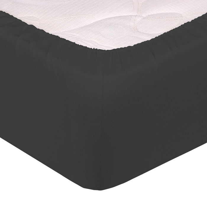 Lenzuolo Sotto Singolo con Angoli ed Elastico Tinta Unita Grigio Scuro