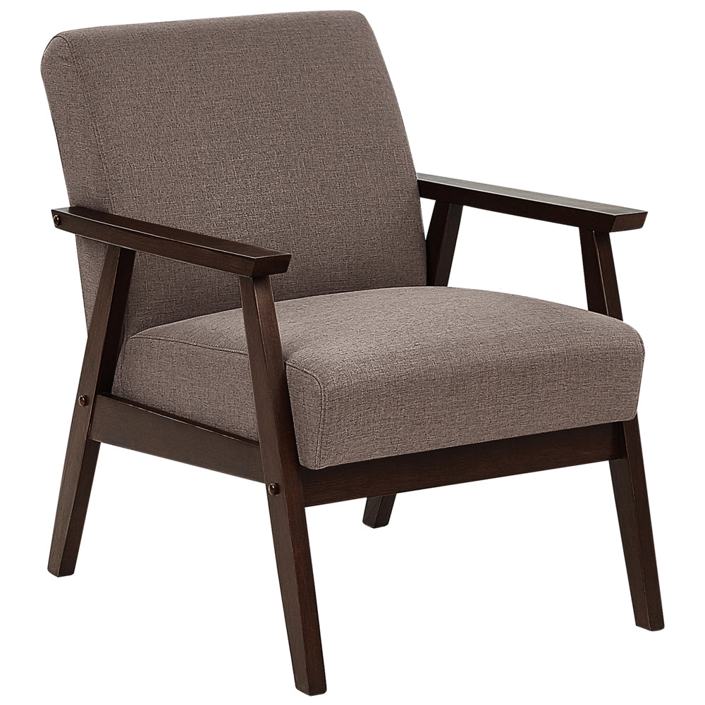 Poltrona Marrone Poliestere Tappezzeria Design Retrò Struttura In Legno Soggiorno