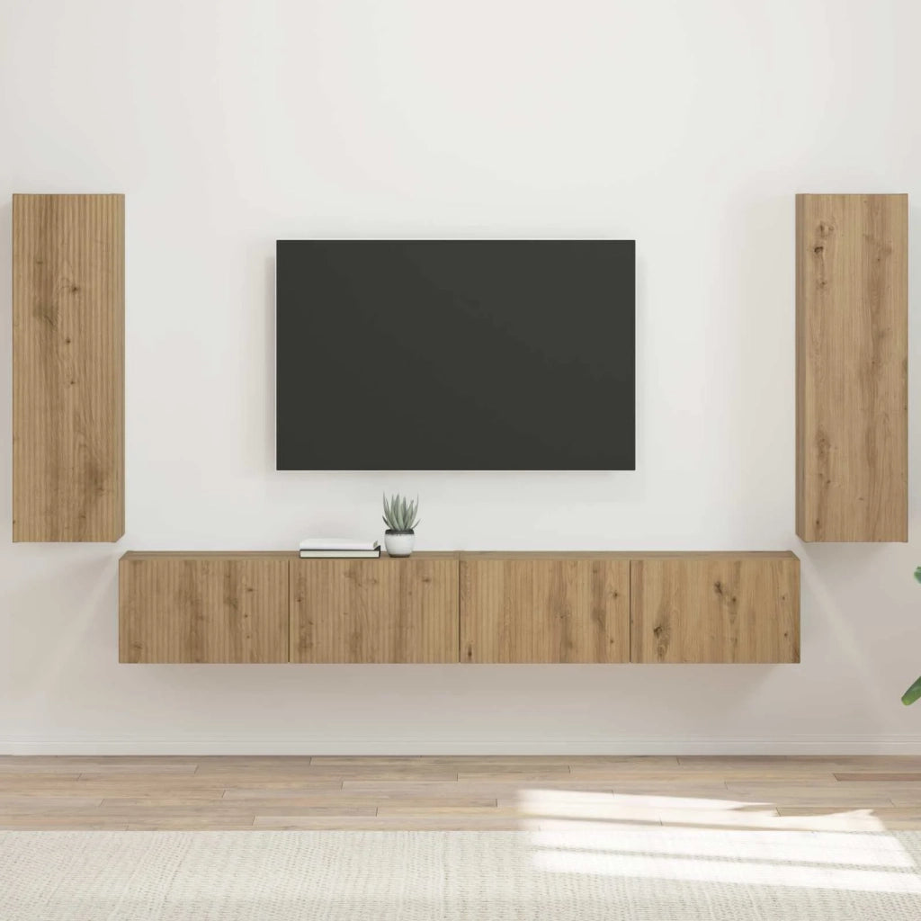 Set di Mobiletto da TV a Parete 4 pcs Rovere artigianale 3408933