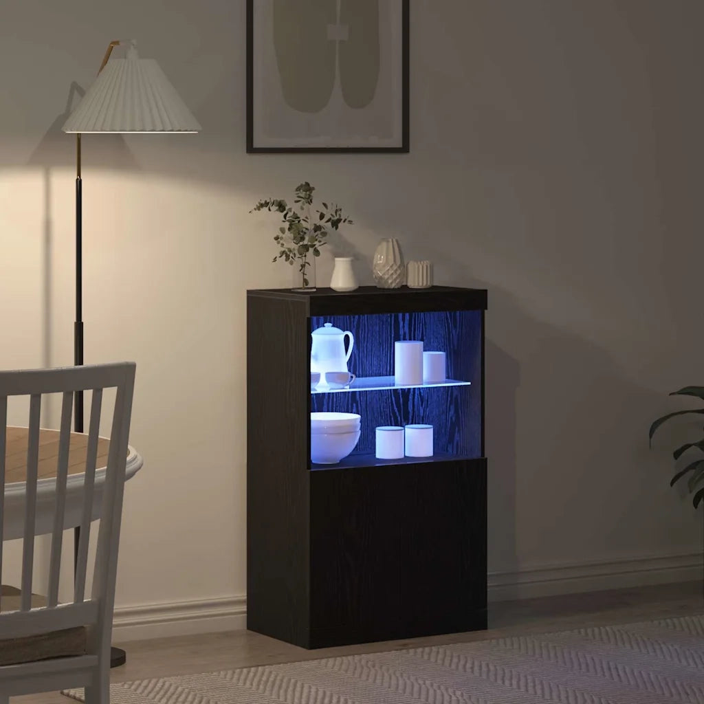 Credenza | Madia LED Nero 60 x 37 x 100 cm Legno multistrato