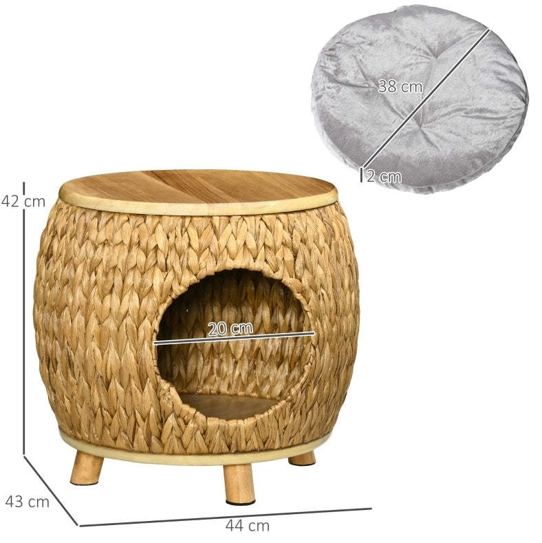 Cuccia per gatti ULEVR 44x43x42 cm in giacinto d'acqua con cuscino lavabile, utilizzabile come sgabello