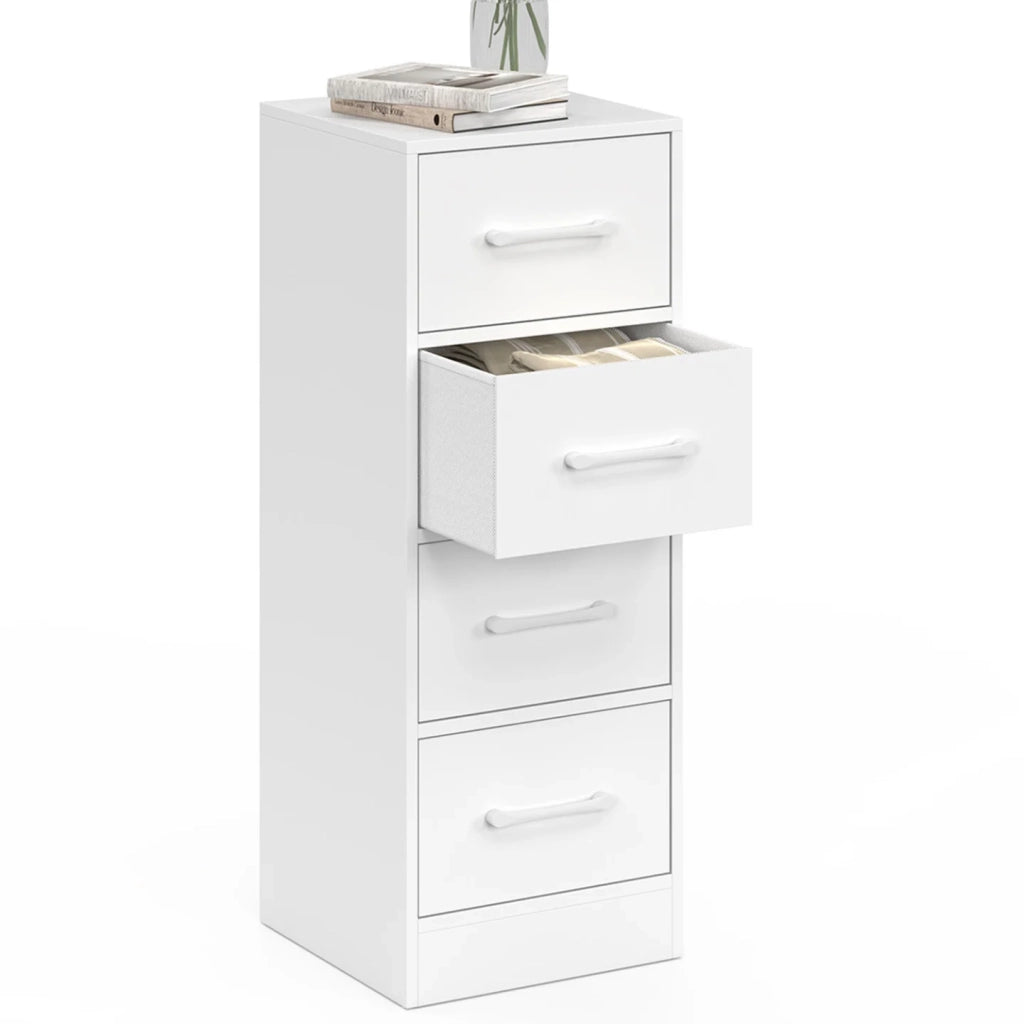 IDMarket - Mobile a 4 cassetti UPPAH 30 cm chiffonier, contenitore in legno bianco