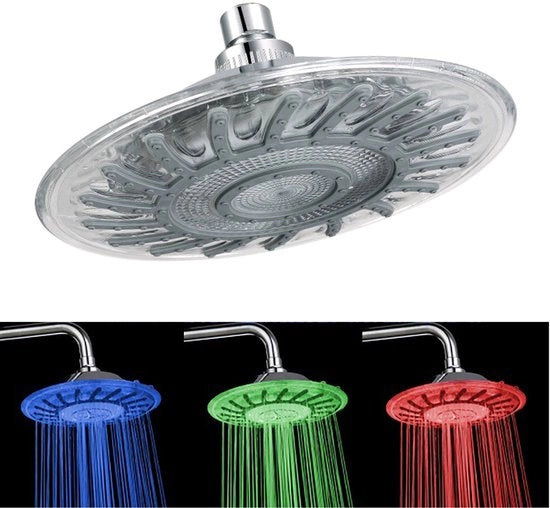 Douchekop a LED, 3 posizioni di temperatura, superficie ABS quadrata 20 cm, 12 LED.