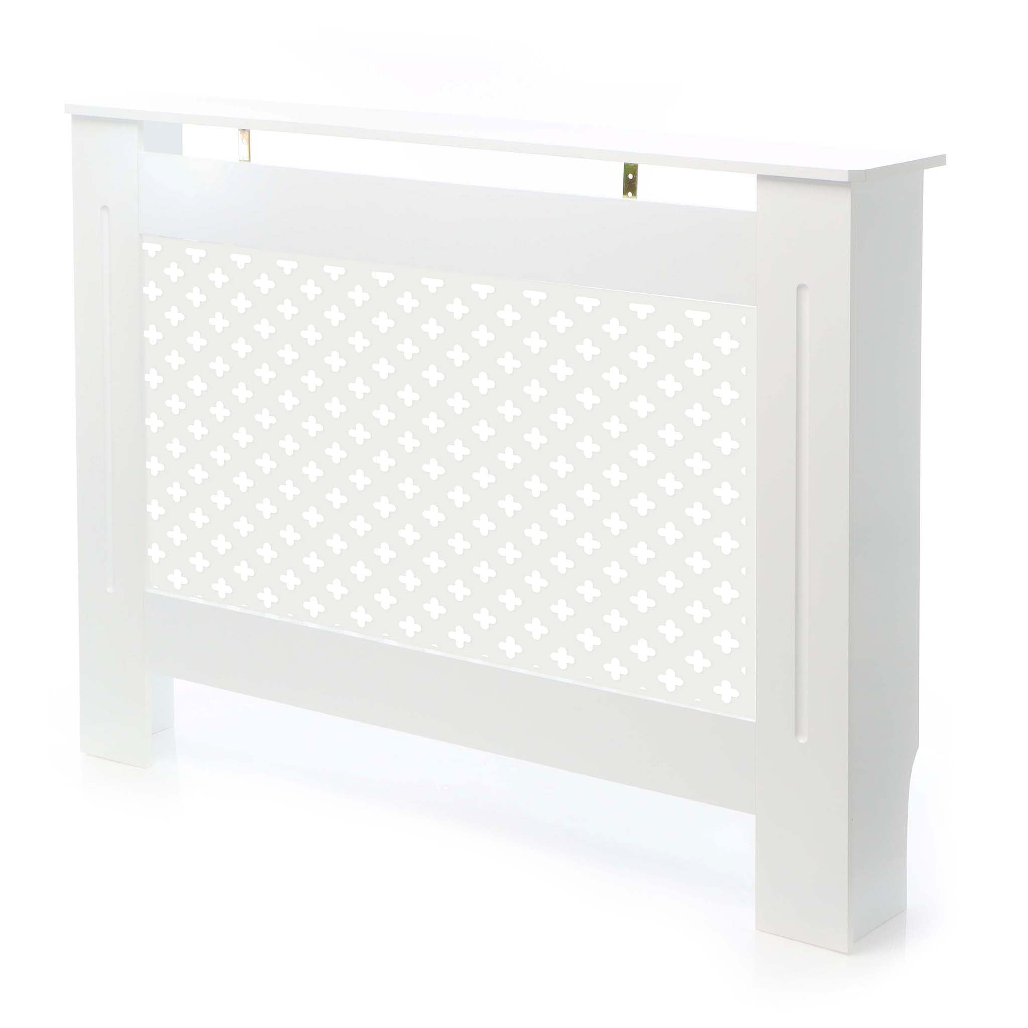 Toboli Copritermosifoni in legno bianco 112 x 19 x 82 cm, copri termosifone in MDF, pannello in legno per radiatori, elegante mobile copritermosifone