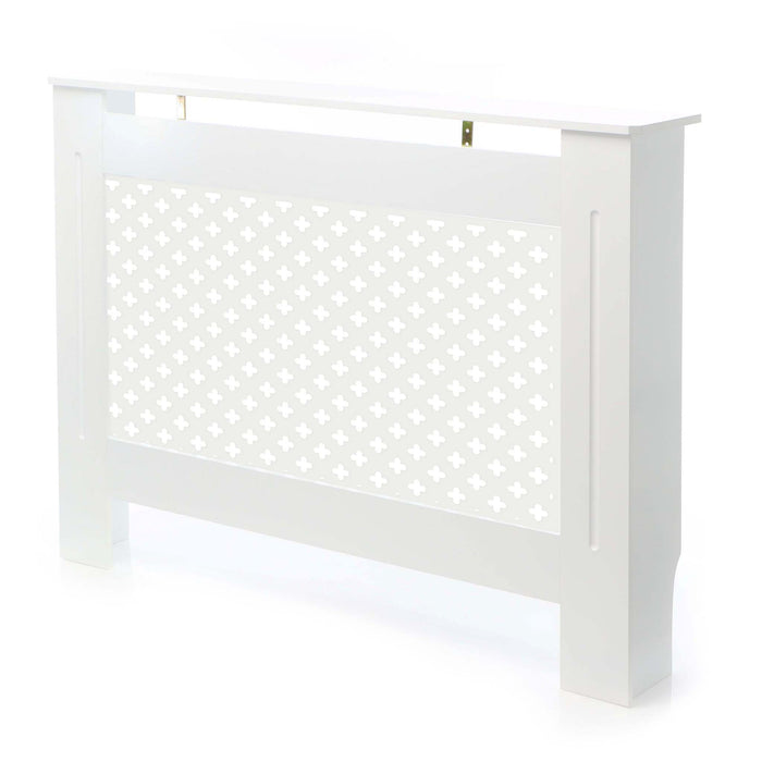 Toboli Copritermosifoni in legno bianco 112 x 19 x 82 cm, copri termosifone in MDF, pannello in legno per radiatori, elegante mobile copritermosifone