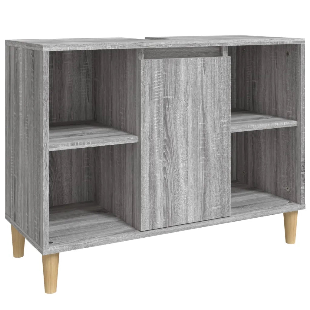 Set Mobili da Bagno 3 pz Grigio Sonoma in Legno Multistrato 3185619