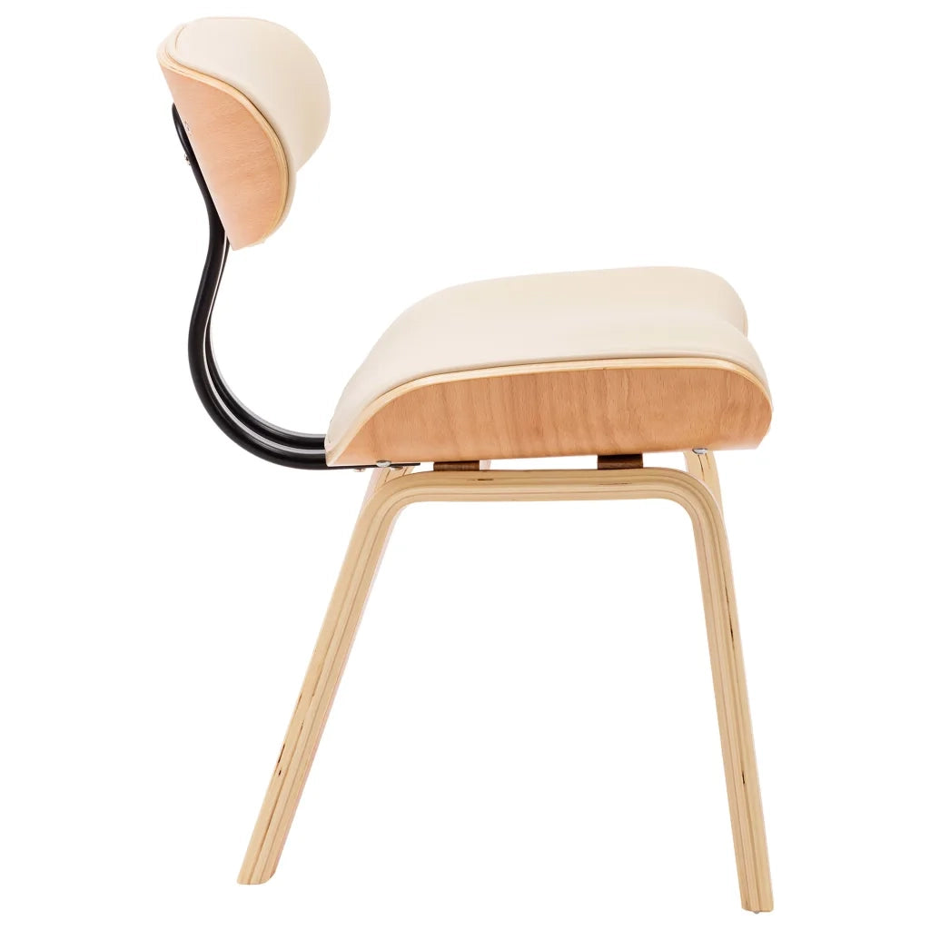 Sedie da Pranzo 2 pz Crema in Legno Piegato e Similpelle cod mxl 22530