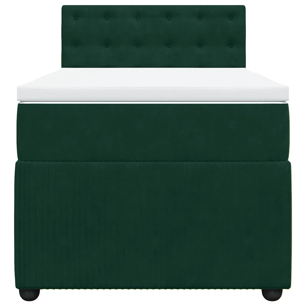 Giroletto a Molle con Materasso Verde Scuro 90x190 cm Velluto