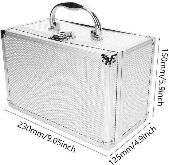 Cassetto di lavoro robusto - portatile - in alluminio - 230 x 150 x 125 mm - rivestimento in spugna - leggero - cassetto degli strumenti