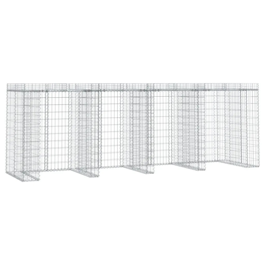 Parete Gabbioni Bidone Spazzatura 350x91x120 cm Ferro Zincato 151338