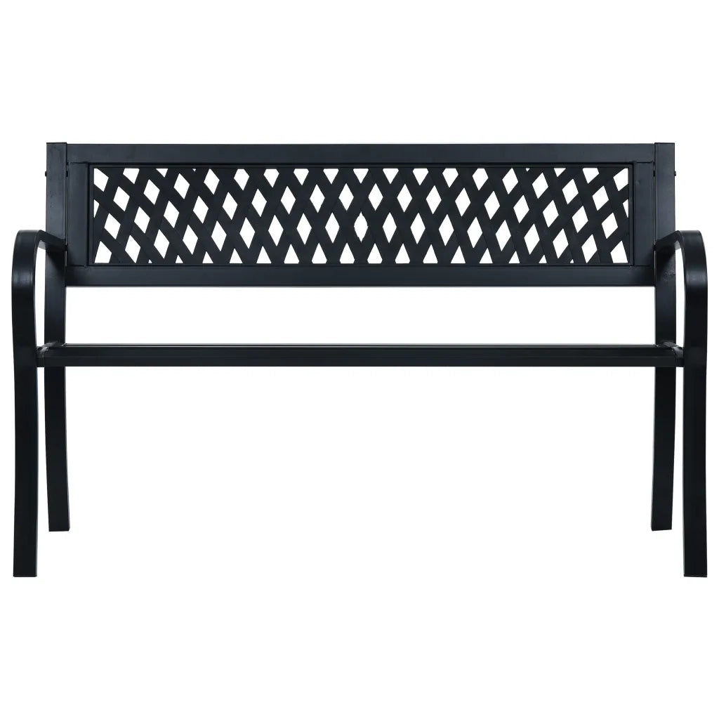 Panchina da Giardino 125 cm Nera in Acciaio 47943