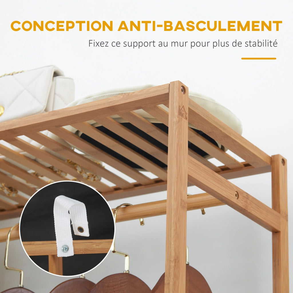 Appendiabiti in Bamb¨´ con Ripiani ¨C Xylo ¨C 6 Livelli, 90x30x145cm, Legno Naturale