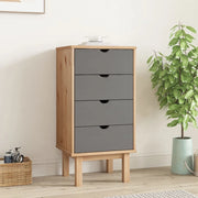 Cassettiera OTTA Marrone e Grigio 45x39x90 cm in Legno di Pino 348580
