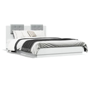 Letto matrimoniale | Letto per adulti | Giroletto con Testiera Bianco 150x200 cm in Legno Multistrato