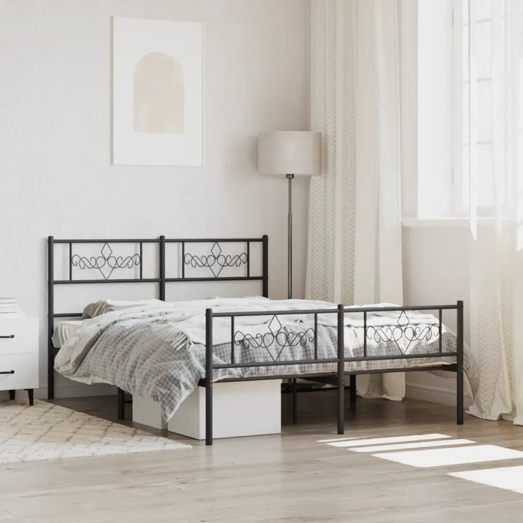 Giroletto con Testiera e Pediera-Struttura Letto Metallo Nero 120x200 cm 979562