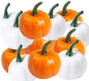 Decorazione di Mini Pomponen - Autunnale Decorazione - Mini Pomponen Bianchi e Arancioni - Halloween e Ringraziamento - Adatto per Interno e Esterno - ...