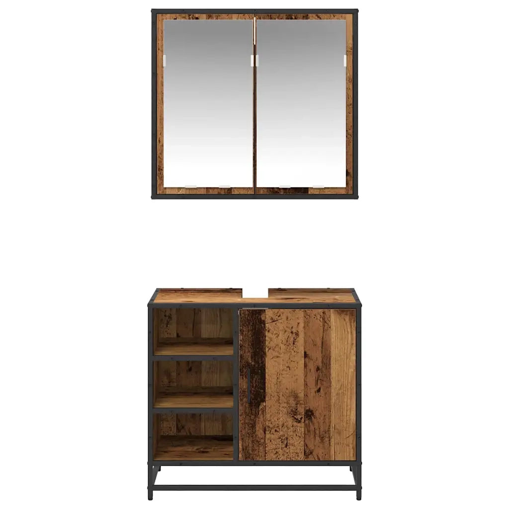 Set di mobili per il bagno con lo scaffale 2 pcs Legno vecchio 3402402