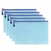 Documenti 5-pack borse documentali con chiusura a cerniera PVC chiusura a cerniera trasparente sacchetto documentale e dossier per carta, documenti, fatture A5 Blu