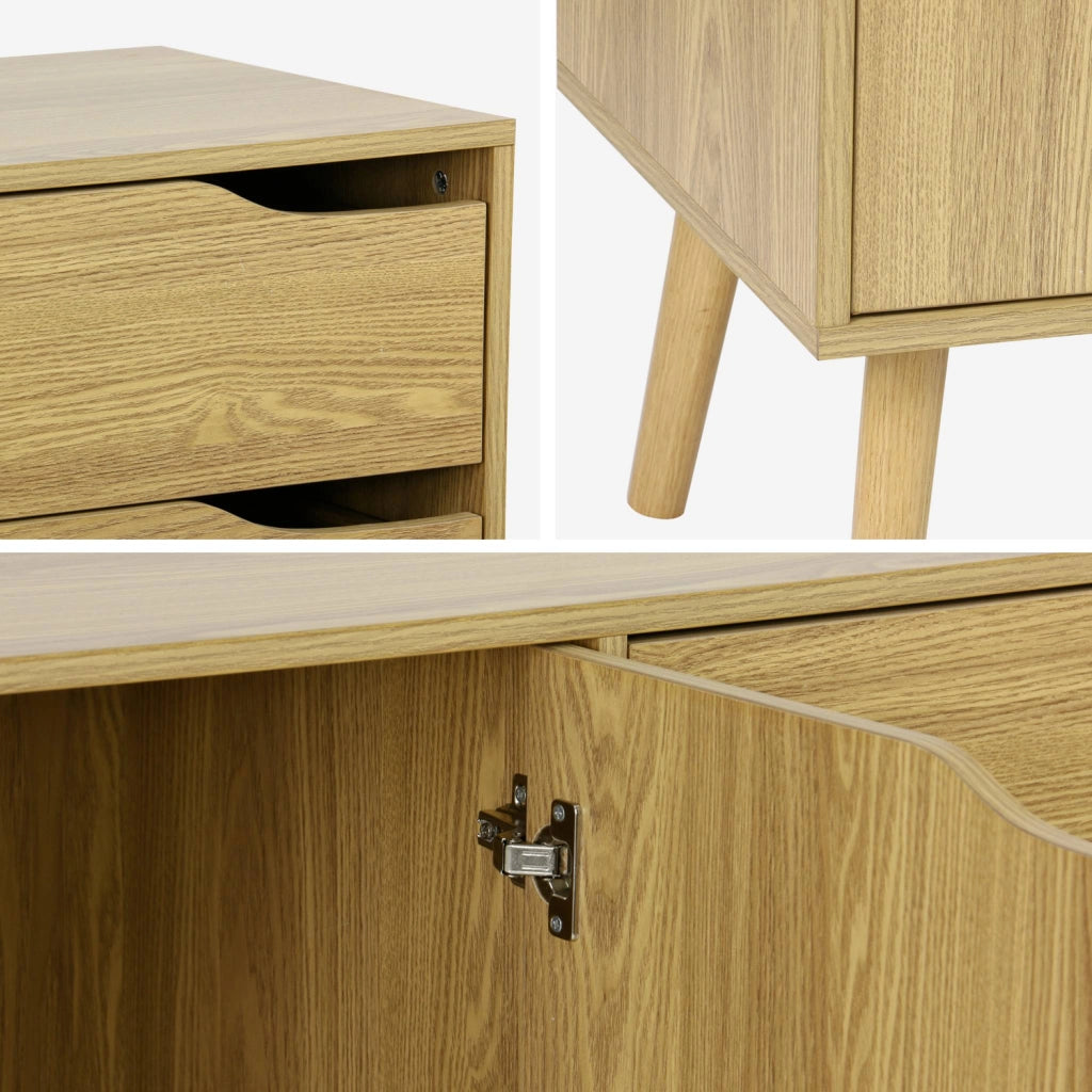 Credenza scandinava a 2 ante effetto legno di noce, 160cm, effetto