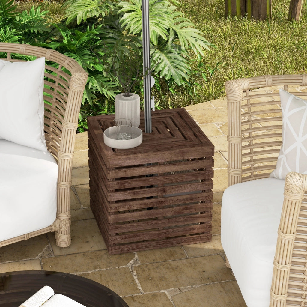 Coffre da giardino 2 in 1 con foro per ombrellone ¨C zephmum ¨C Legno