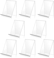 Supporto per Libri Transparente - 8 Pezzi - Acrilico - Progettazione Ergonomica - Stabilità - Adatto per Libri e Poster - Libreria