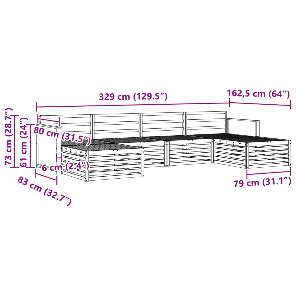 Set di divani da esterno 6 pz Legno di Acacia Massello 3383682
