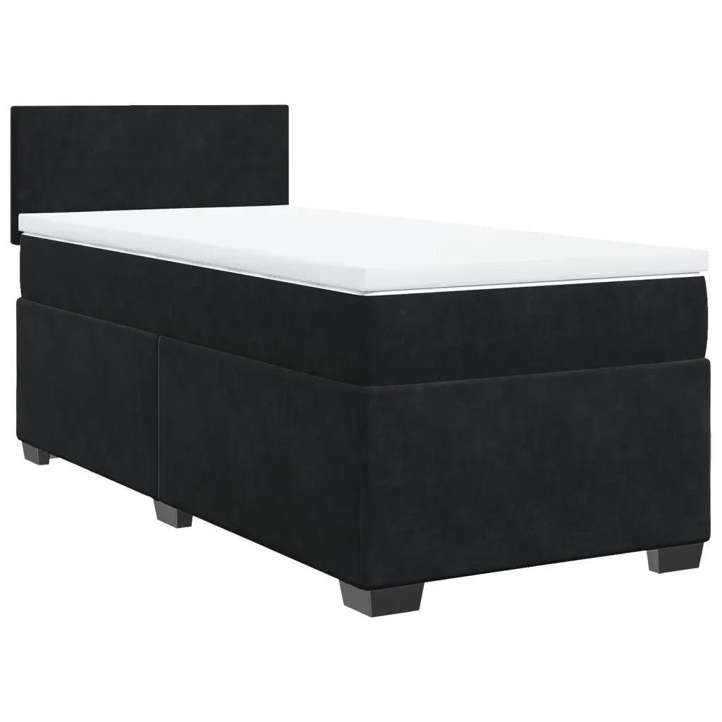 Giroletto a Molle con Materasso Nero 90x200 cm in Velluto
