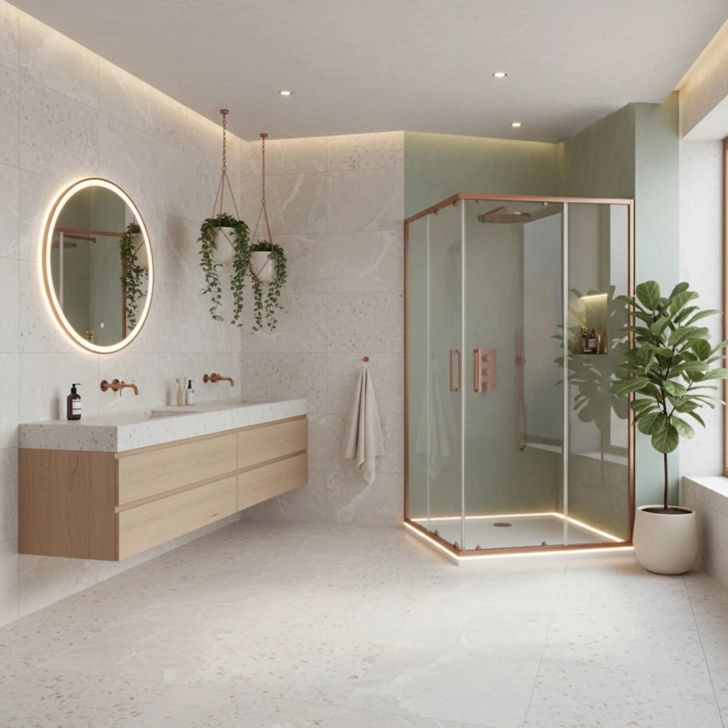 Cabina Doccia Rea City 80x100 Brush Copper con piatto doccia Savoy