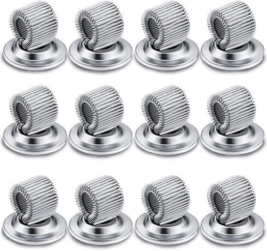 12 pezzi di supporto per pennarelli rotativi 360°, clip per pennarelli adesive, supporto per pennarelli in acciaio di manganese, con molla regolabile, per la pulizia di whiteboard, pittogramma (argento)