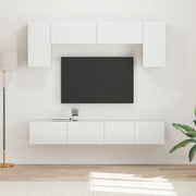 Set mobile TV 4 pcs Bianco Lucido Legno multistrato