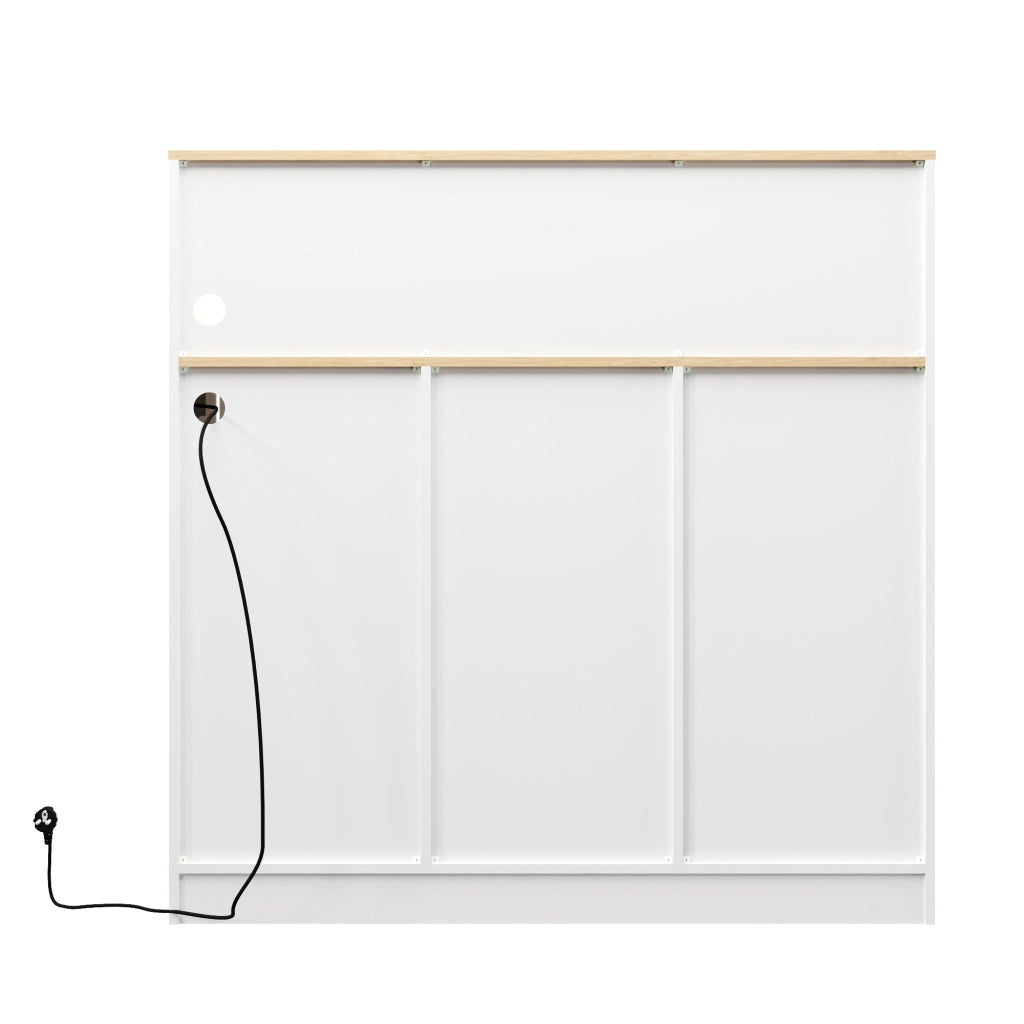 Credenza e madia con LED, presa elettrica, portabottiglie, 3 cassetti e ripiani, per cucina, 120 × 40 × 121 cm