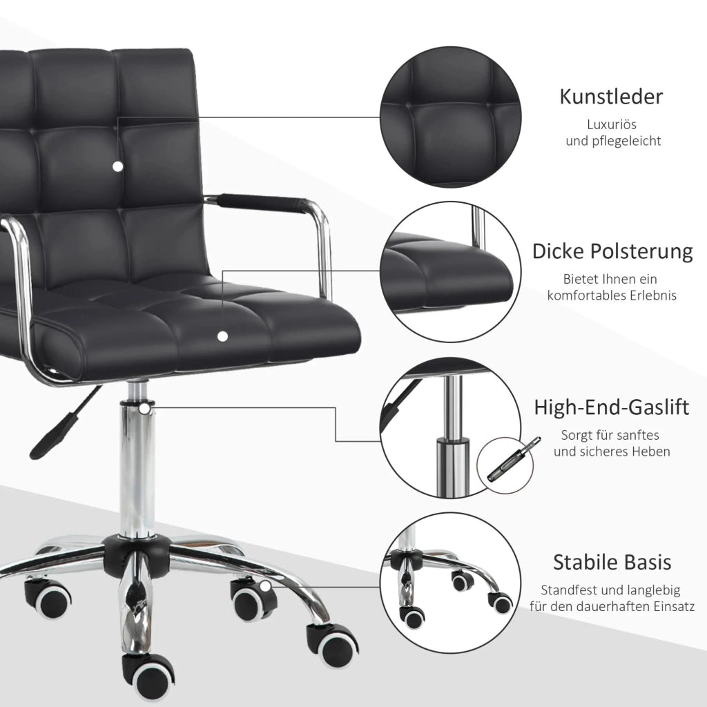 Sedia da ufficio ergonomica bianca regolabile in altezza 46-61 cm con braccioli