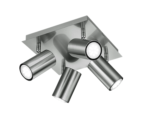 Plafoniera Soffitto Interno Quadrata 4 Faretti Spot Acciaio Marley GD Trio