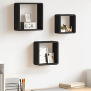 Mensole a Cubo da Parete 3 pz Nere in MDF cod mxl 65034