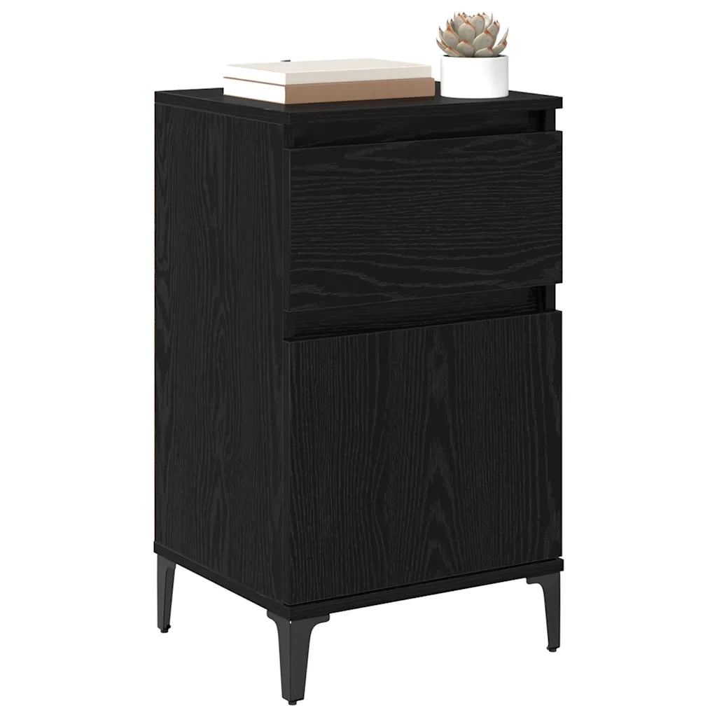 Armadio da Notte con cassetto 2 pcs Rovere Nero 40 x 35 x 70 cm 881256