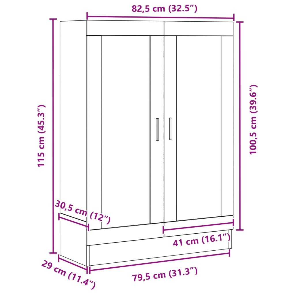 Libreria Nera in Rovere 82,5x30,5x115 cm in Legno Ingegnerizzato