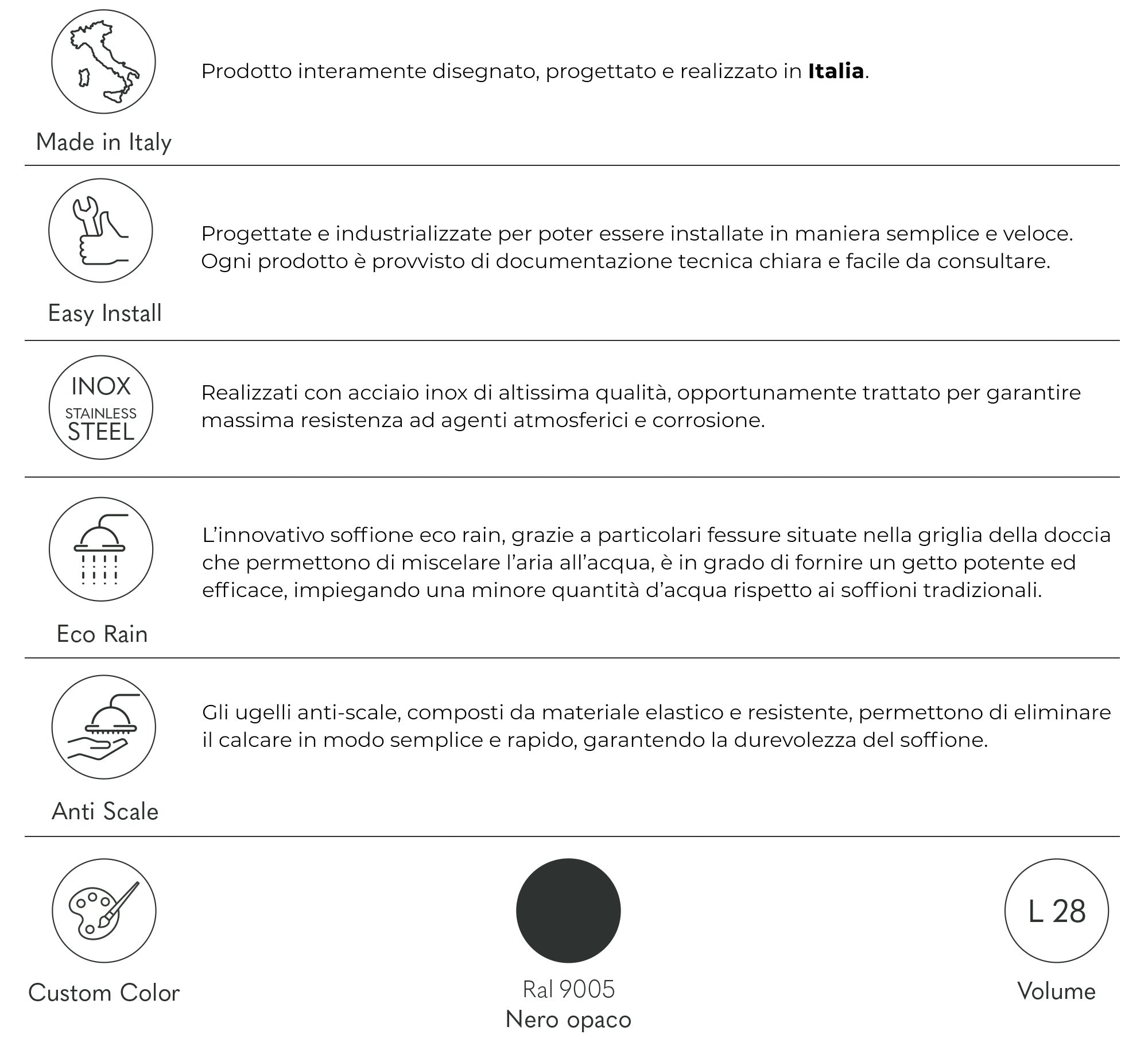Doccia Solare da Giardino 28L Miscelatore e Lavapiedi Tevere N Nero Opaco