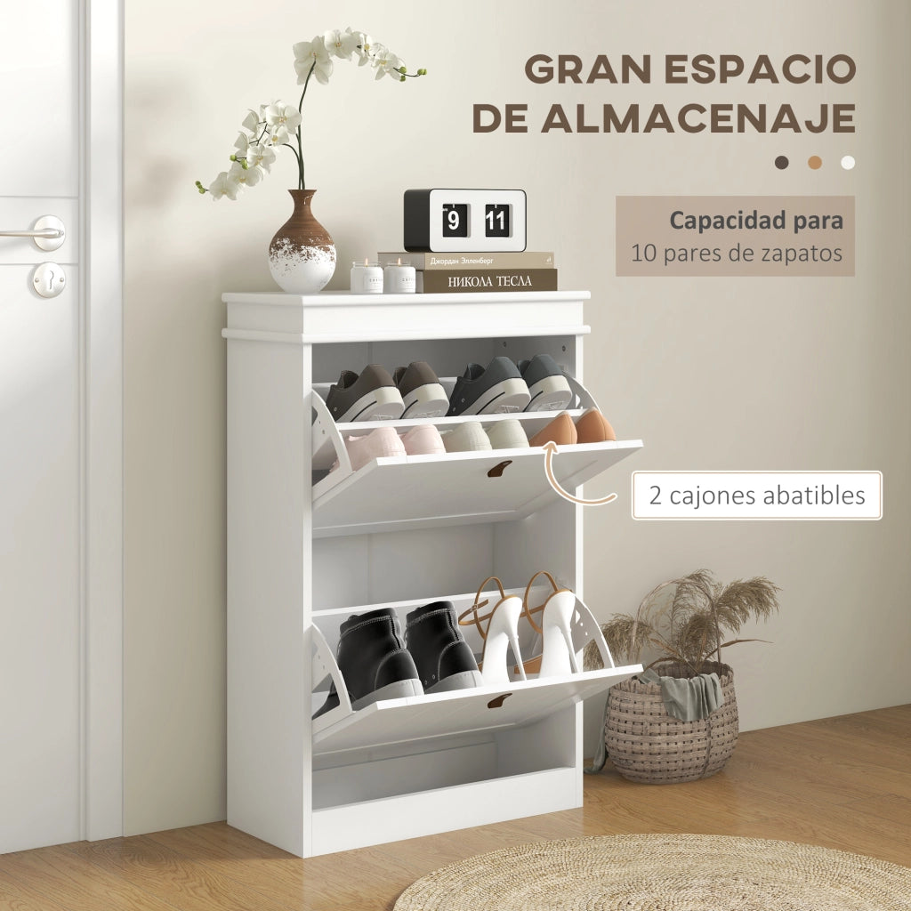 Scarpiera con 2 Ante e Ripiani Regolabili per 10 Paia di Scarpe ¨C Minimal ¨C 54x24x82,5 cm