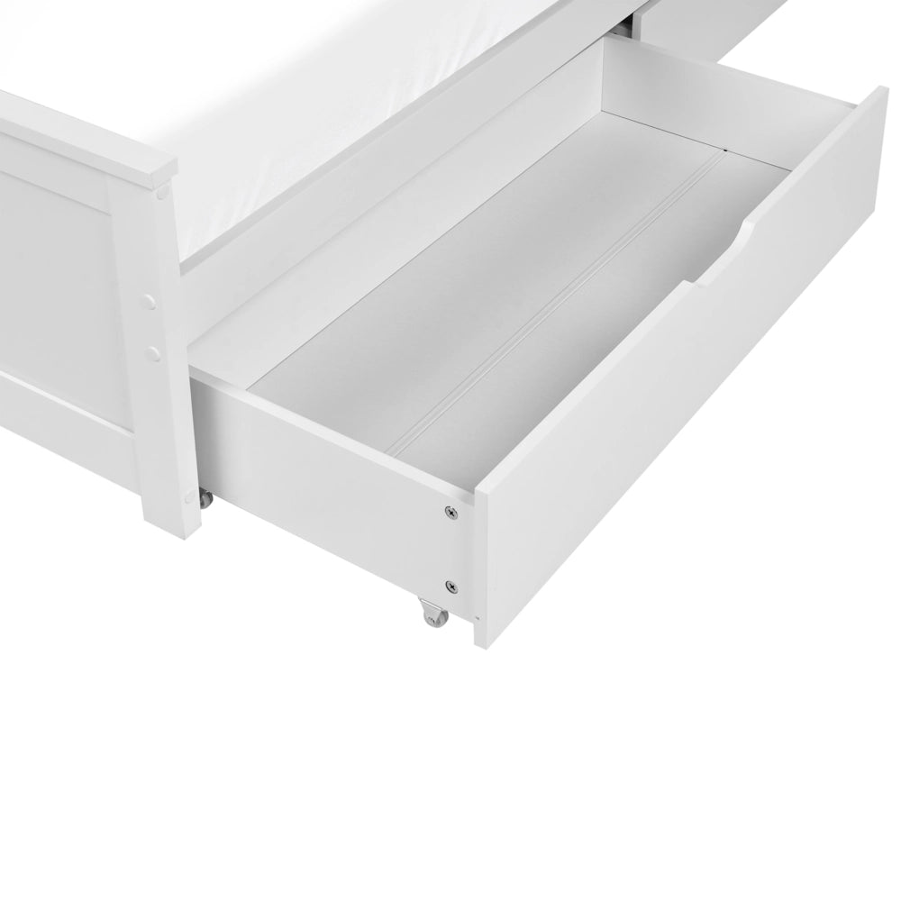 Letto con rete bianca in MDF di pino, con 2 cassetti, testiera minimalista, 120 x 200 cm