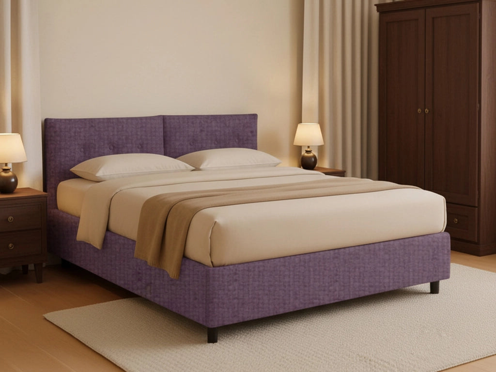 York, Letto Piazza e Mezza Sfoderabile Made in Italy, Viola Lilla