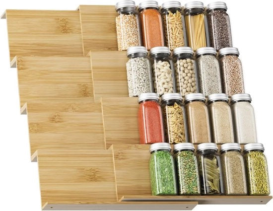 Set di 8 mensole estensibili per cassetto - Organizzatore di cucina per spezie e altro