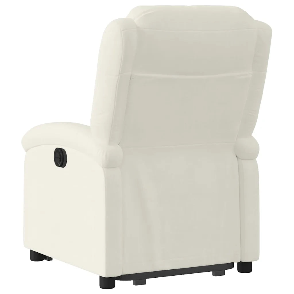 Poltrona | Sedia Relax Alzapersona Reclinabile Crema in Velluto