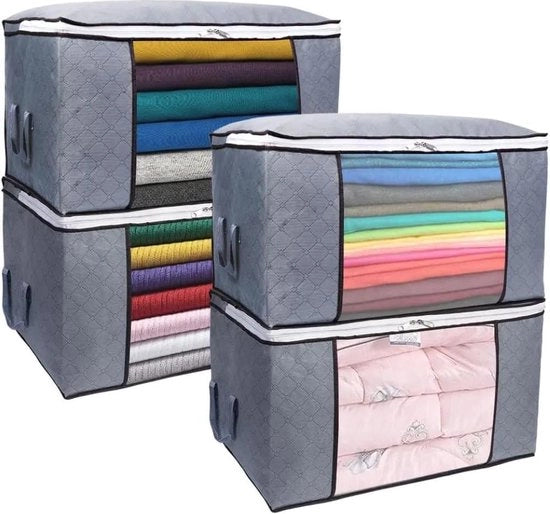 Cassetti per abbigliamento - 4 pezzi - 60 x 45 x 30 cm - contenitori in plastica - cassetti per abbigliamento - organizzatore di borse - cassetti per traslochi con maniglie