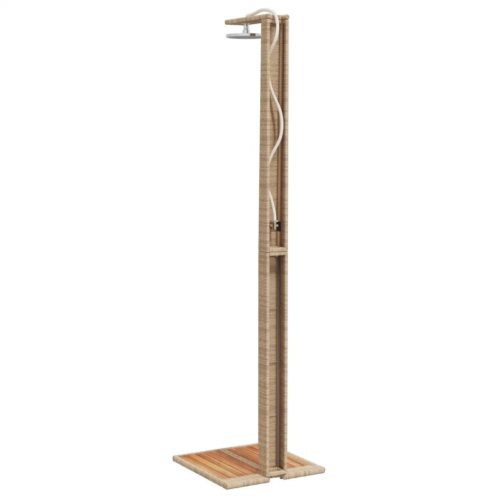 Doccia da Esterno Beige 50x55x224 cm Polyrattan e Legno Acacia 368208