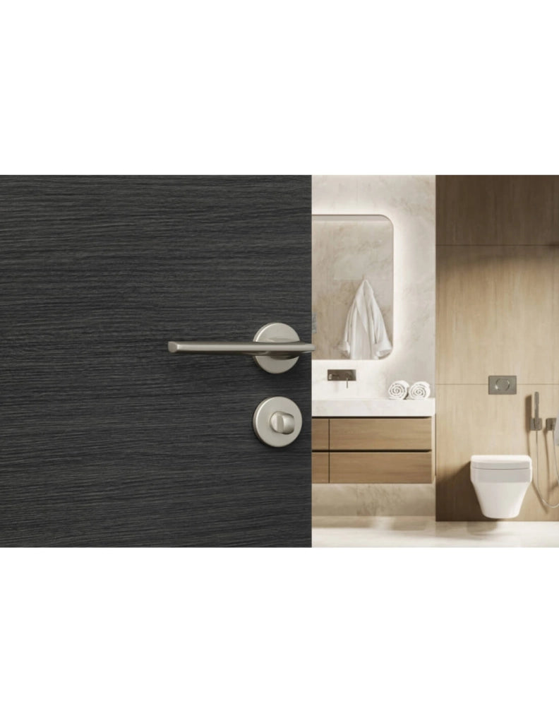 Coppia di rosette tonde Ø 50 mm con chiusura WC, nichel satinato – THIRARD