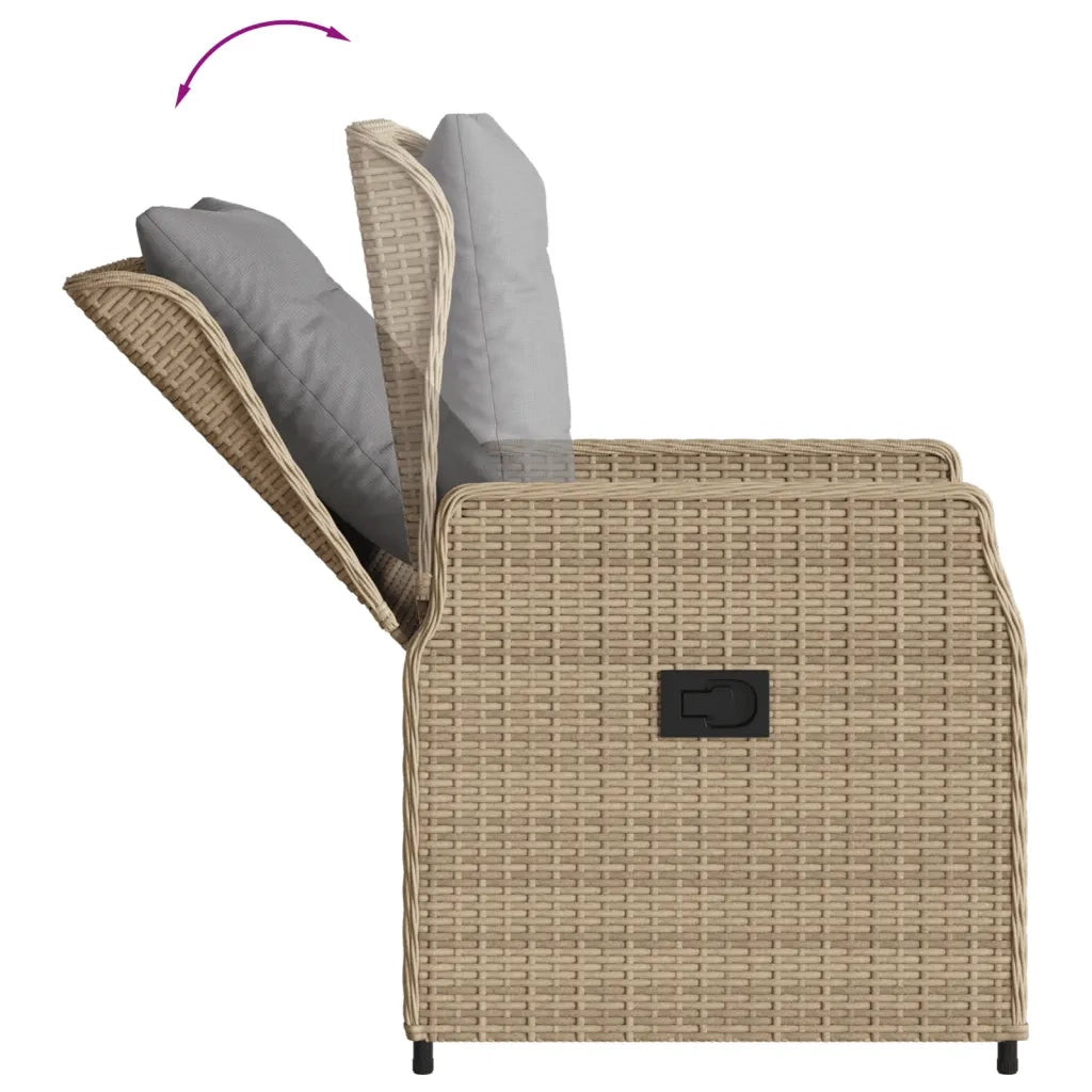 Set da Pranzo da Giardino 9 pz con Cuscini Beige in Polyrattan