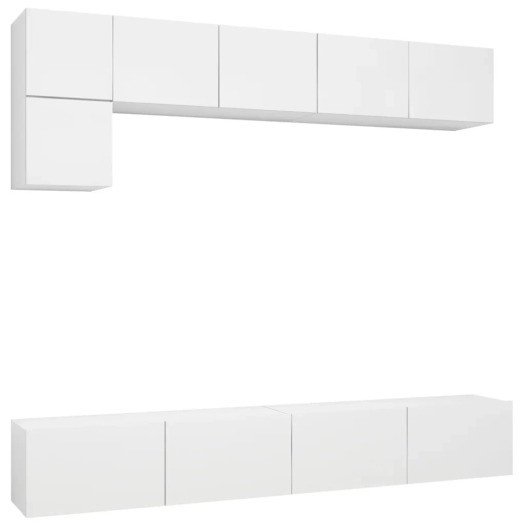 Set Mobili Porta TV 5 pz Bianco in Legno Multistrato 3078694